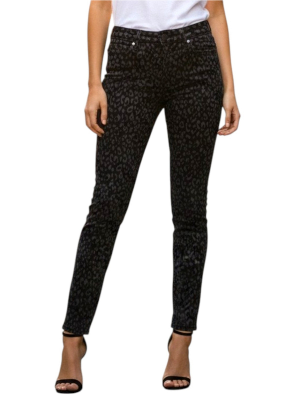 Gap Always Skinny Jeans Size 6 Black Grey Cheetah Print